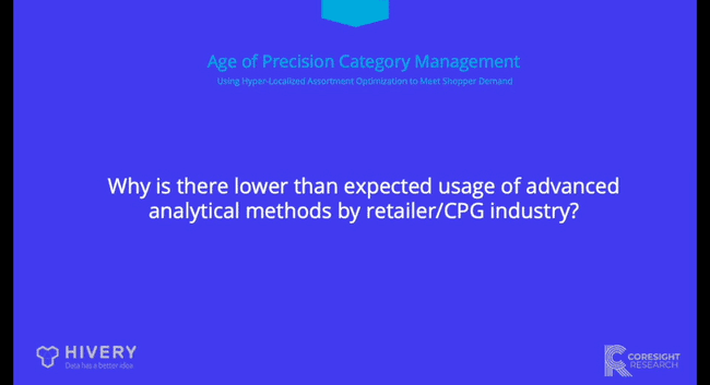 Why is there lower than expected usage of advanced analytical methods by the retailer/CPG industry?